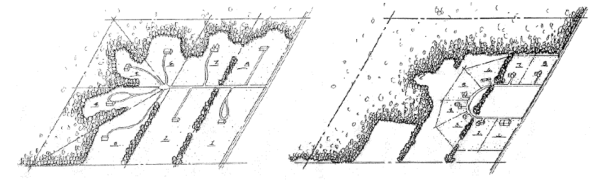 Figure 2: Conventional subdivision layout (left) and conservation subdivision layout (right)